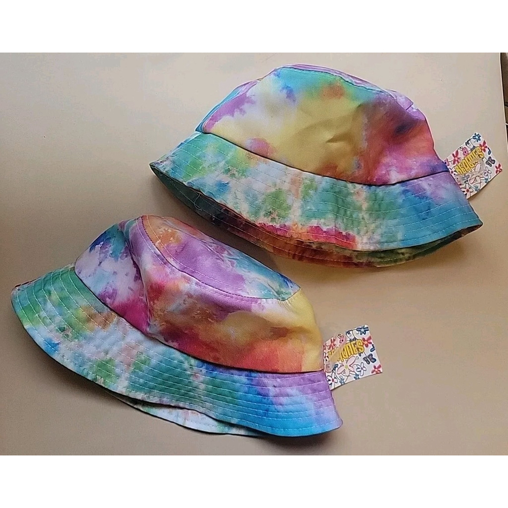(2) NEW Tie Dye Print ADJUSTABLE Bucket Hat, Multicolor, One Size, Beach, Sun!